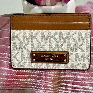 Michael Kors MK Signature khaki brown card case